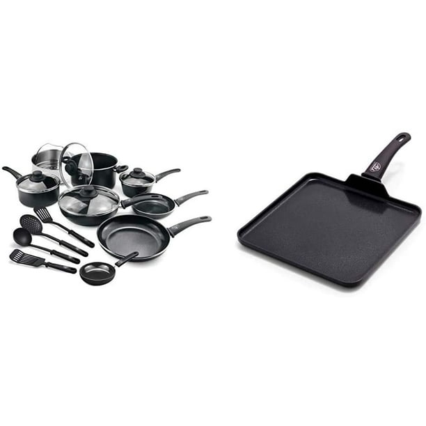 Black Griddle 16 Piece 11 Cookware Pots and Pans Set Black & Soft Grip Diamond Healthy Ceramic Nonstick GreenLife Soft Grip Healthy Ceramic Nonstick Black Griddle 16 Piece 11 Cookware Pots and Pans Set Black & Soft Grip Diamond Healthy Ceramic Nonstick GreenLife Soft Grip Healthy Ceramic Nonstick